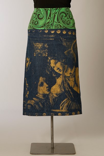 Angelic printed denim midi skirt image item